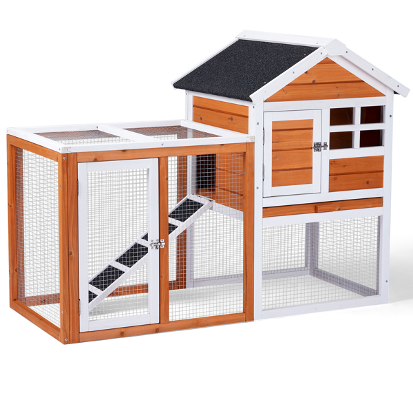House Type With Running Ladder, Orange-red, Wooden Chicken Rabbit Cage — image 7