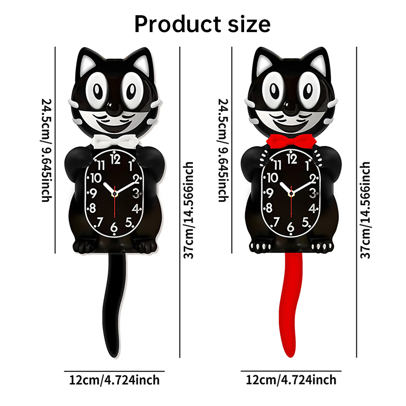 Nueva Clásica Estrella Americana Kit Cat Reloj de Pared: Cola que Se Mueve, Diseño Creativo, Regalo Cálido, Decoración Retro con Diseño Suspendido — imagen 9