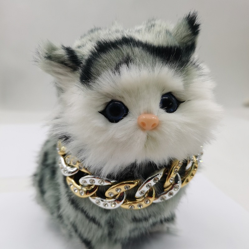 Pet necklace, cat, dog necklace, accessory, pet diamond inlaid gold and silver collar — image 8