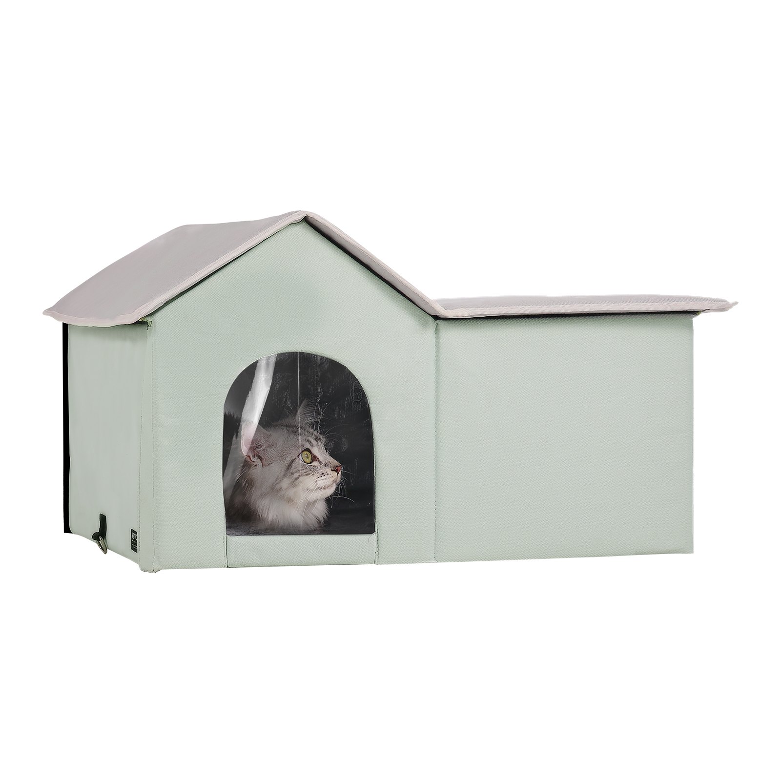 Heated Cat House Foldable Kitty Shelter With Heated Pad Green Large — imagen 7