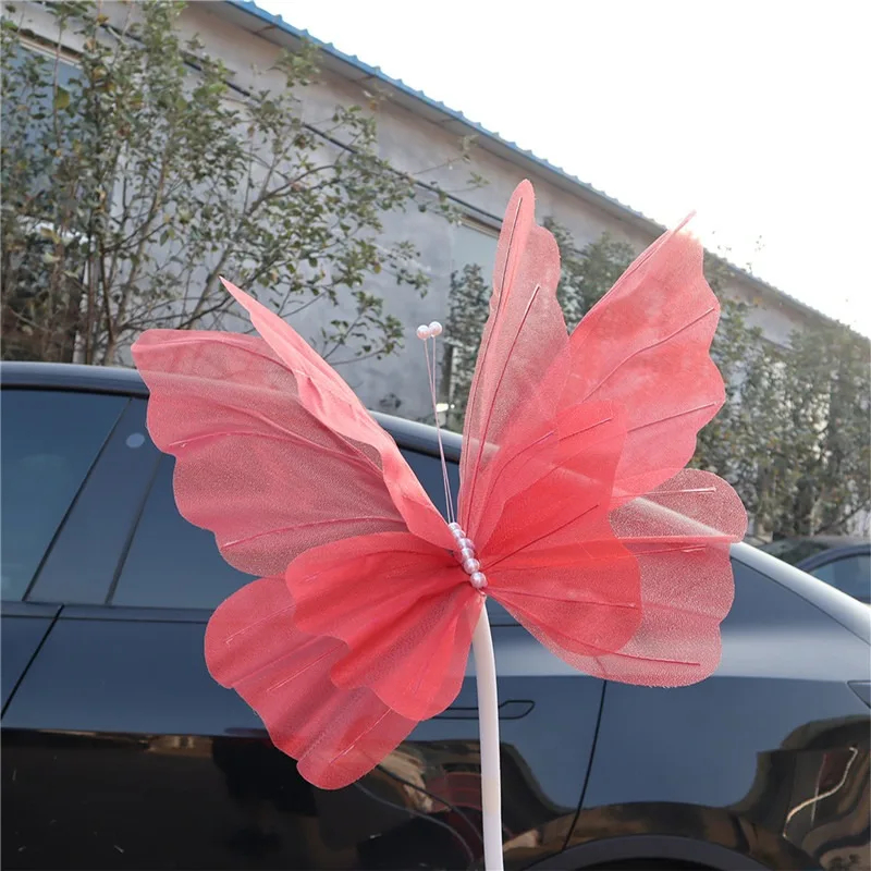 Silk Yarn Artificial Butterfly Mariage Decor Wedding Party Outdoor Holiday Decoration Display Giant Gauze Fake Butterfly — image 2