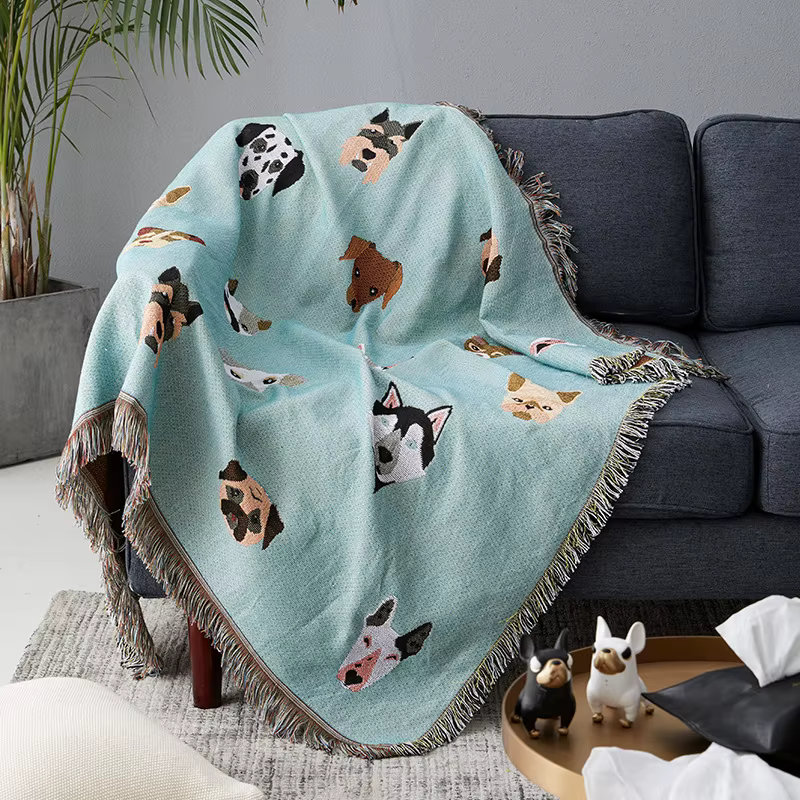 Cobertor de punto con diseño de perros adorables, multifuncional, universal y antideslizante para sofá, cama y viajes — imagen 4