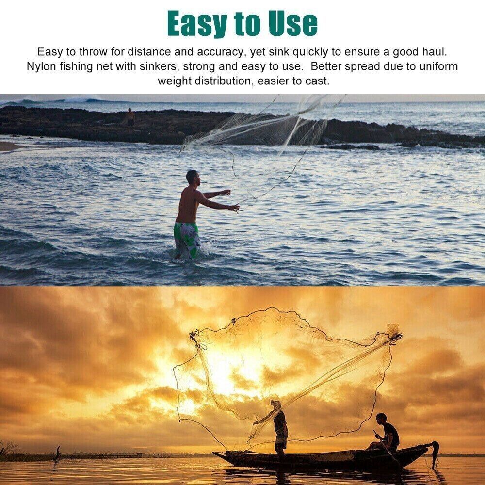Red de Pescar para Cazar con Red de Pesca Manual Fácil Lanzamiento Fuerte Malla Nylon USA — imagen 4