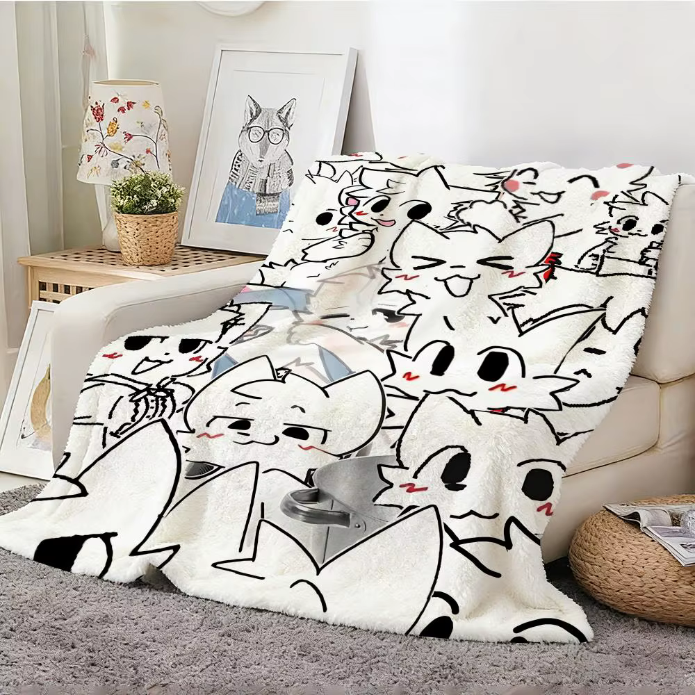 Cute Cat b-Boykisser Throw Lightweight 240g Flannel Blanket Soft Skin-friendly for Summer Cooling — image 5