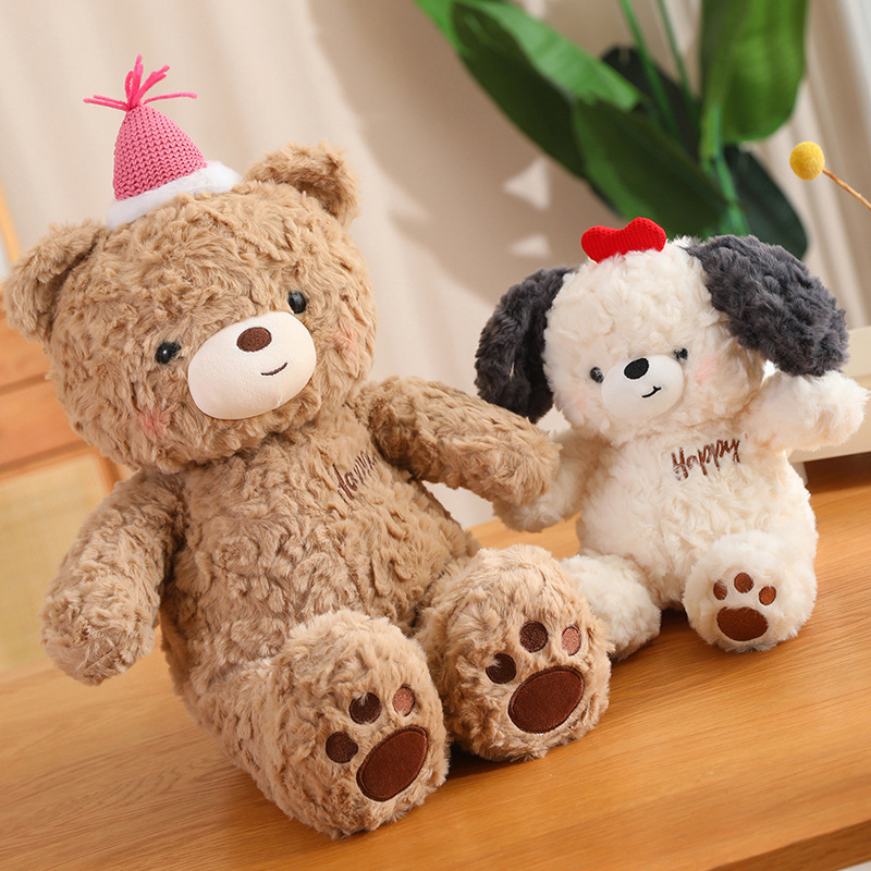 Cute Brown Bear Plush Toy Animal Doll for Girls, Soft Stuffed Rabbit and Doggy Pillow for Sleeping — image 1