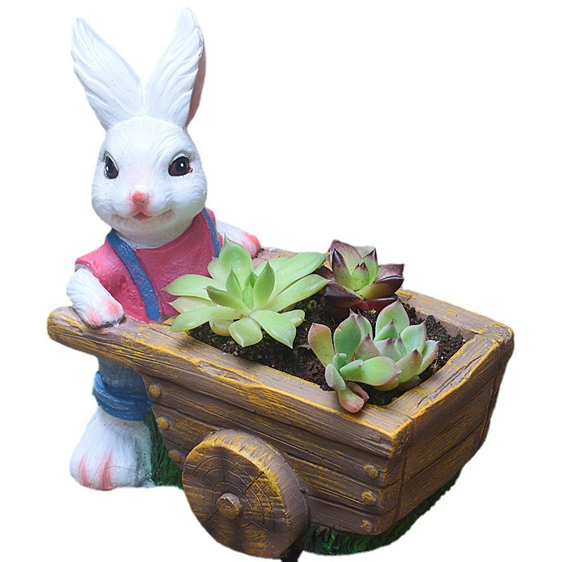 Succulent plant small flower pot rabbit flower pot resin ornament — image 1