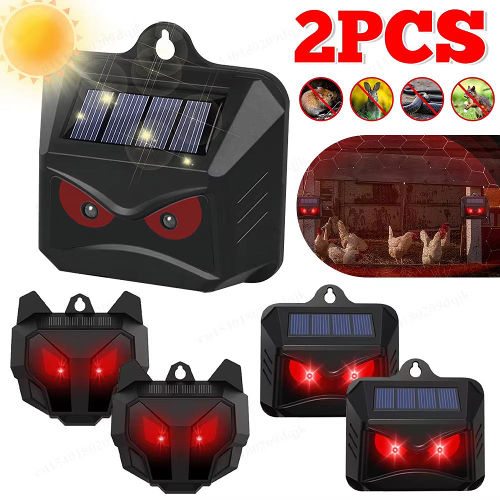 2 Piezas de Repelente Solar de Animales Nocturnos, Disuasor de Coyotes y Mapaches para Exteriores, Resistente al Agua IP44, Repelente de Jabalíes y Conejos para Zorros y Mapaches — imagen 1