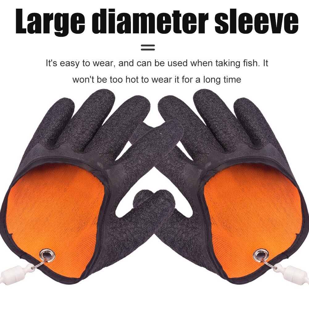 Fishing Gloves Anti-Slip Protect Hand From Puncture Scrapes Fisherman Professional Catch Fish Latex Hunting Gloves Left Right — image 4