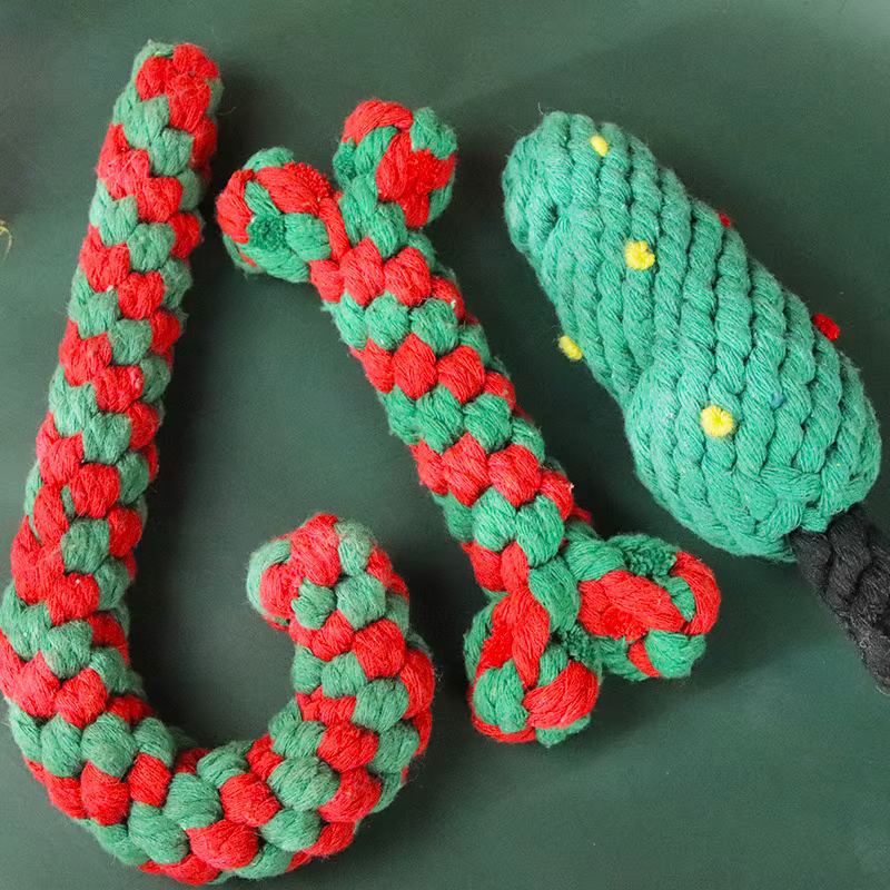 Christmas Pet Cotton Rope Cane Toy Set Bite-resistant Molar Interactive Dog Toy Teeth Clean Festive Toy For Small Medium Dogs — image 3