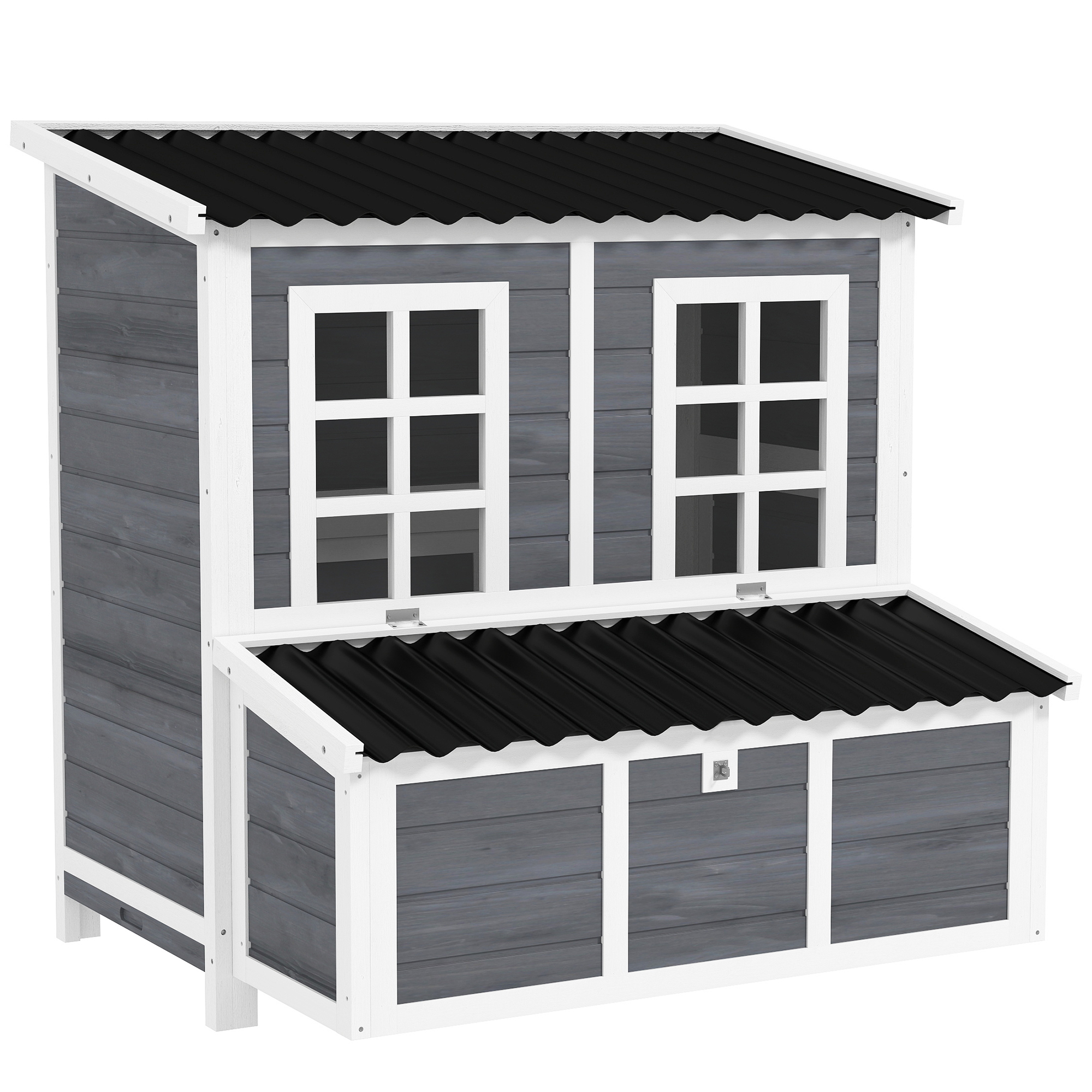 Galpón de Madera para Pollos con Caja de Incubación, Cajuela Retráctil, Techo Impermeable, 99 cm de Casa para 2-4 Pollos, Conejos — imagen 6