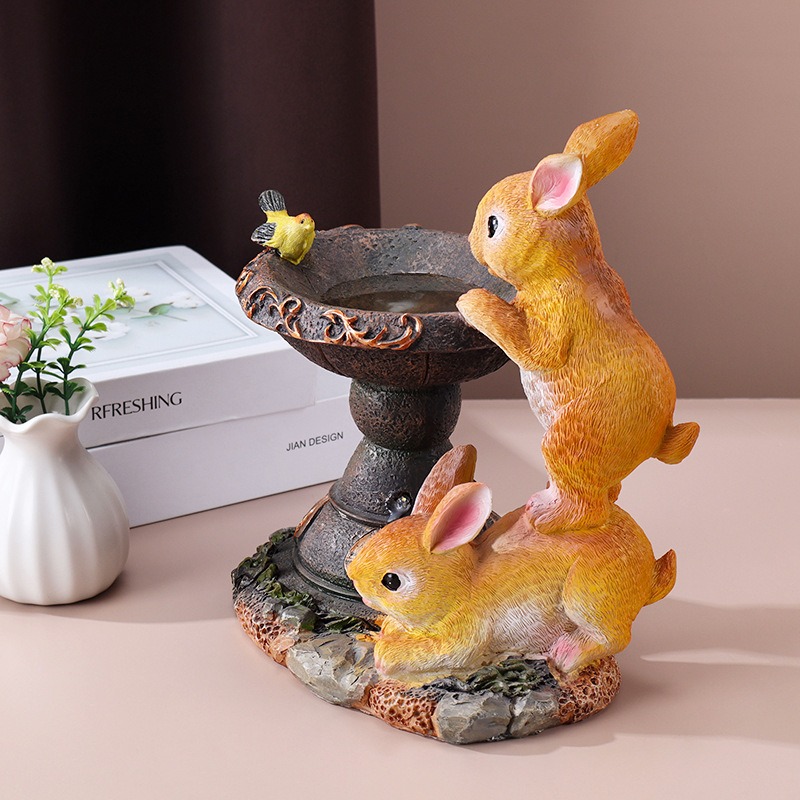 Solar Resin Garden Decoration Rabbit Animal Statue — image 4