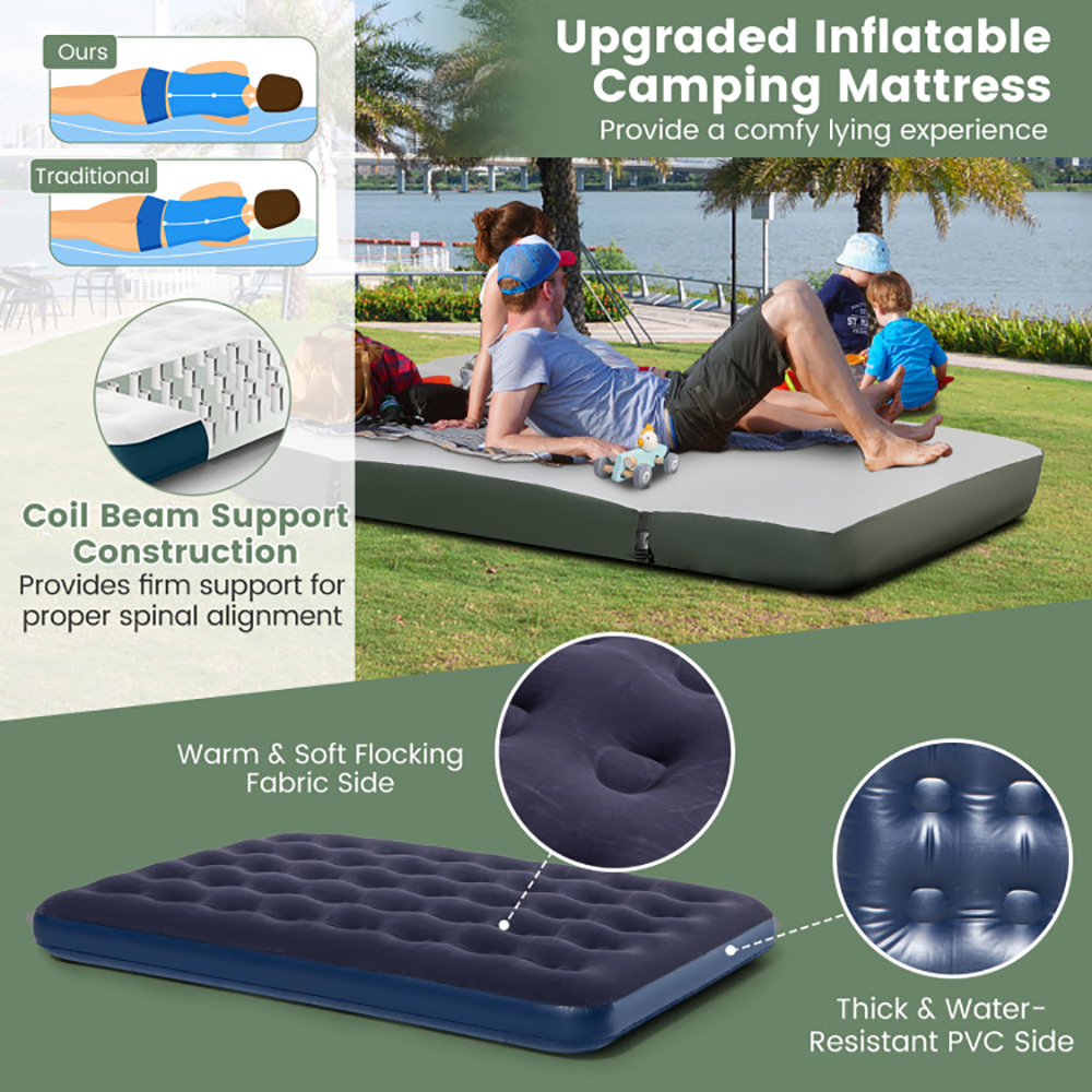 Tenda de Camping Portátil 5 en 1 con Camastro y Colchón Inflable para Acampar, Paseos y Actividades Al Aire Libre — imagen 11