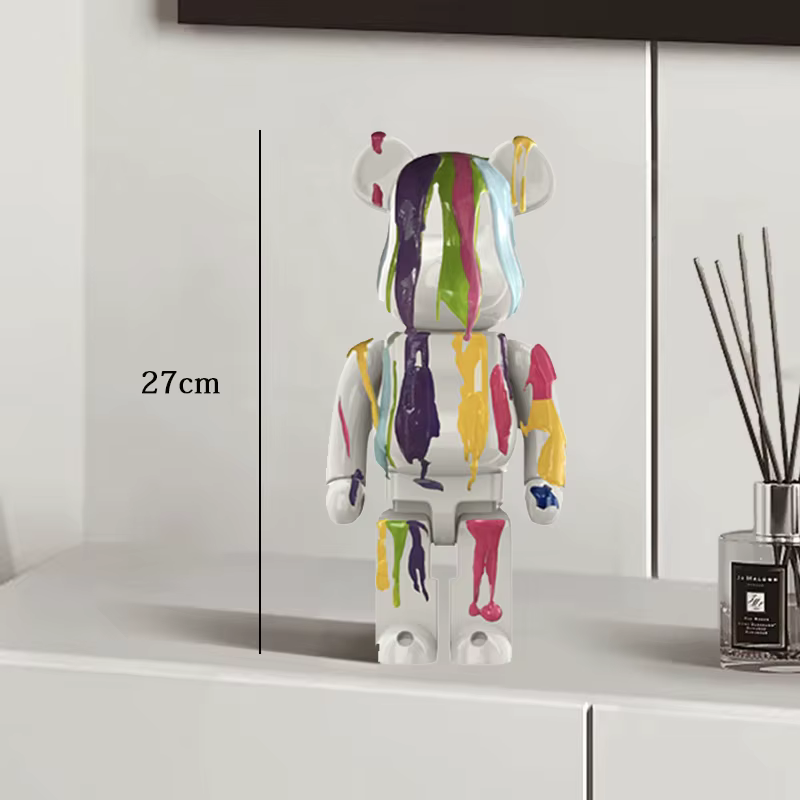 Graffiti Bear Statue Paint Block Bear Decor Resin Desktop Ornaments Home Decoration Living Room Bear Floor Sculpture Gifts — image 17