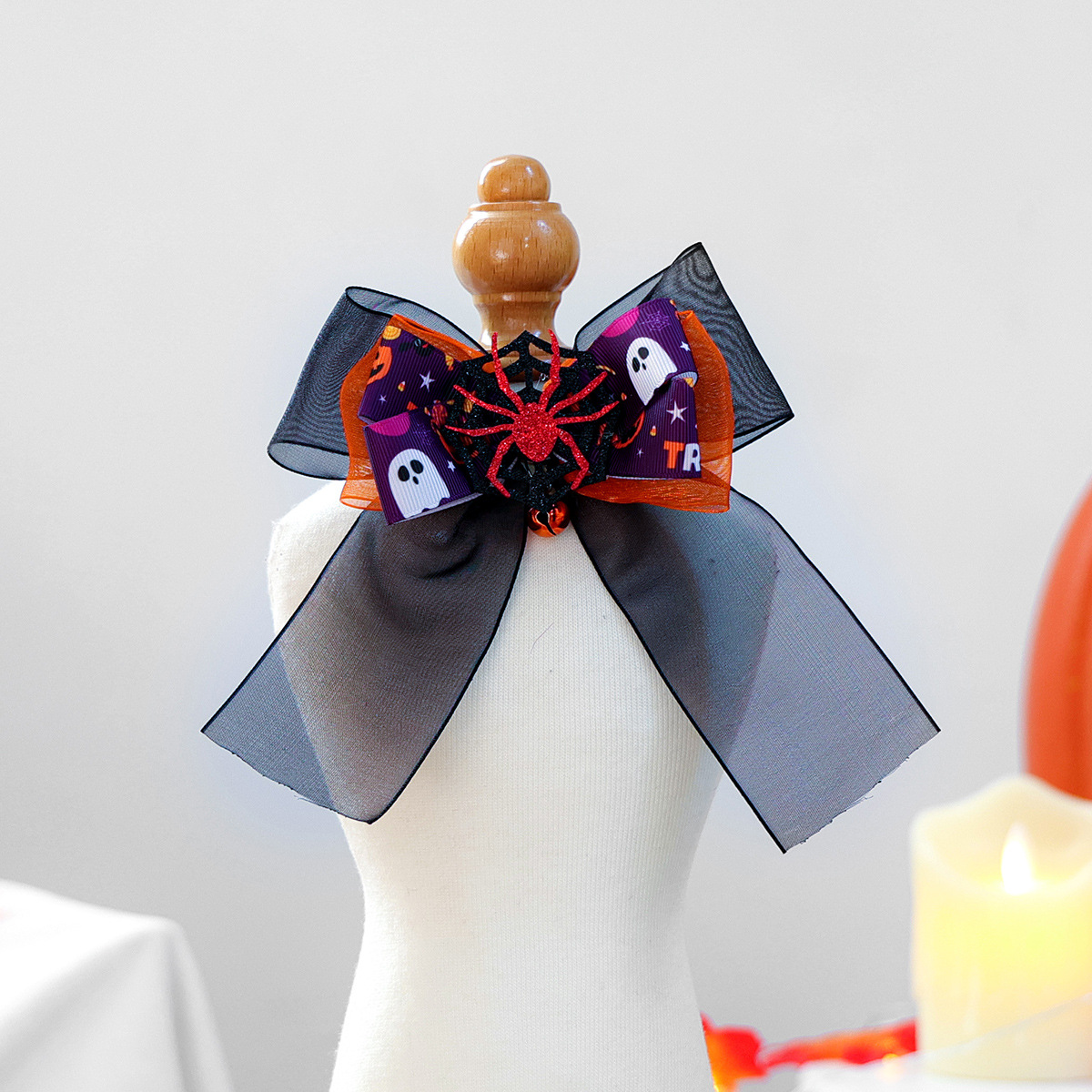 Collar de Halloween para Perros y Gatos, Corbata con Araña de Cabeza de Calabaza, Vestimenta de Fiestas — imagen 4