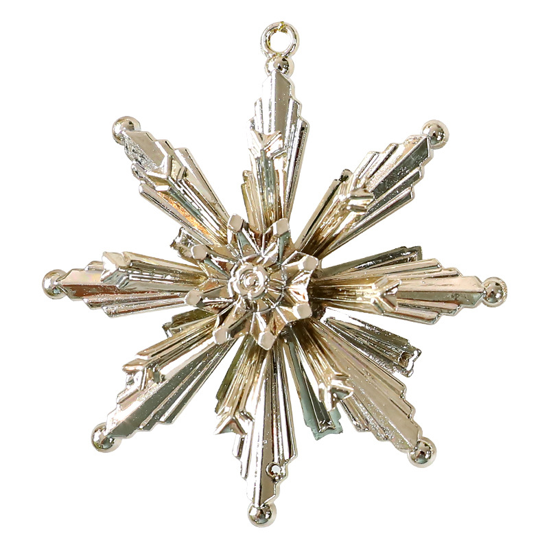 Festive Gold Plated Christmas Tree Ornament Accessories Snowflake Deer Holiday Decoration Hanging Decor — image 6