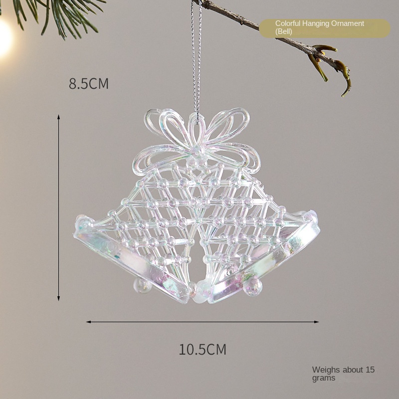 Christmas Decoration Acrylic Snowflake Deer Bell Ornament Creative Christmas Tree Window Colorful Hanging Decor — image 9