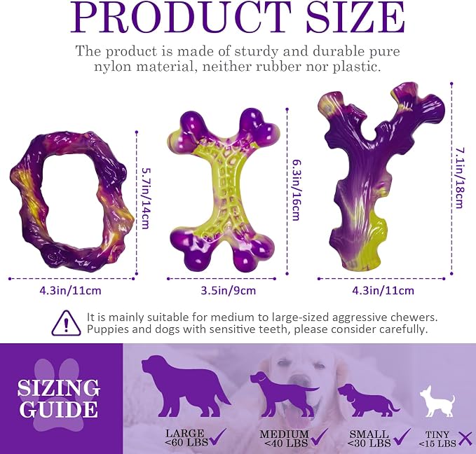 3-Pack Tough Dog Chew Toys For Aggressive Chewers Durable Interactive Toys For Medium Large Dogs — image 3