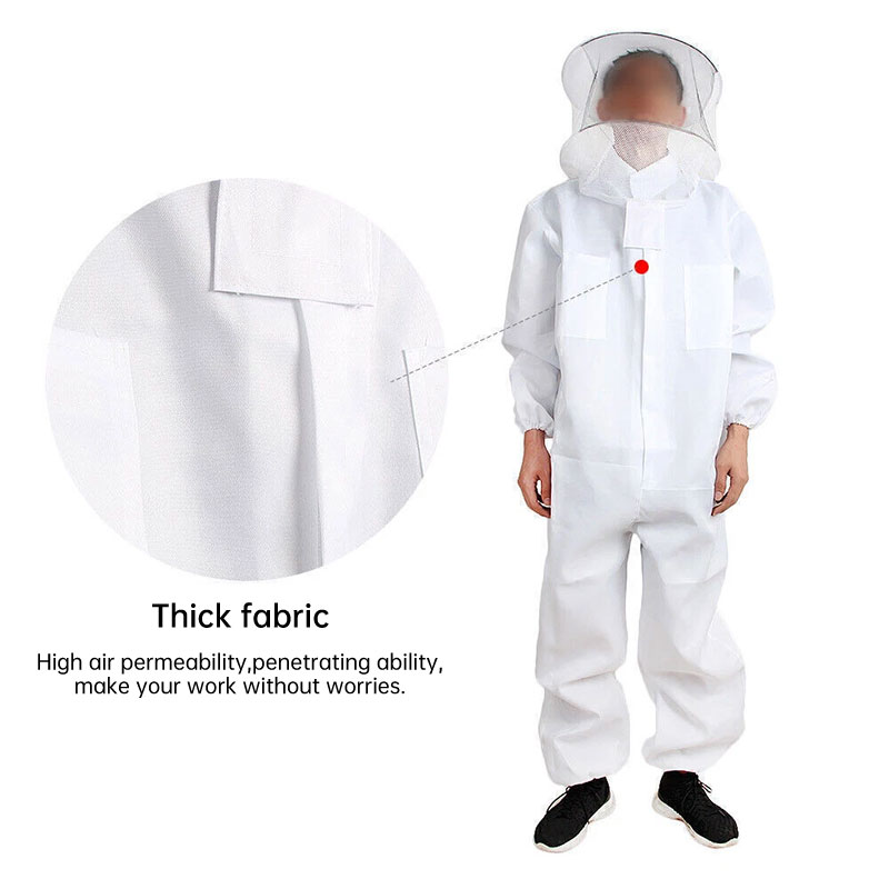 Bee Suit Professional Beekeeping, Anti-Bee Ventilated Full Body Suit with Veil Hat, Elastic Cuffs Beekeeper Protective Wear — image 6