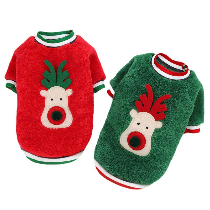 Pet Christmas Clothes Coral Down Dog Sweater Dog Goes Out Christmas Clothes Cats — image 1