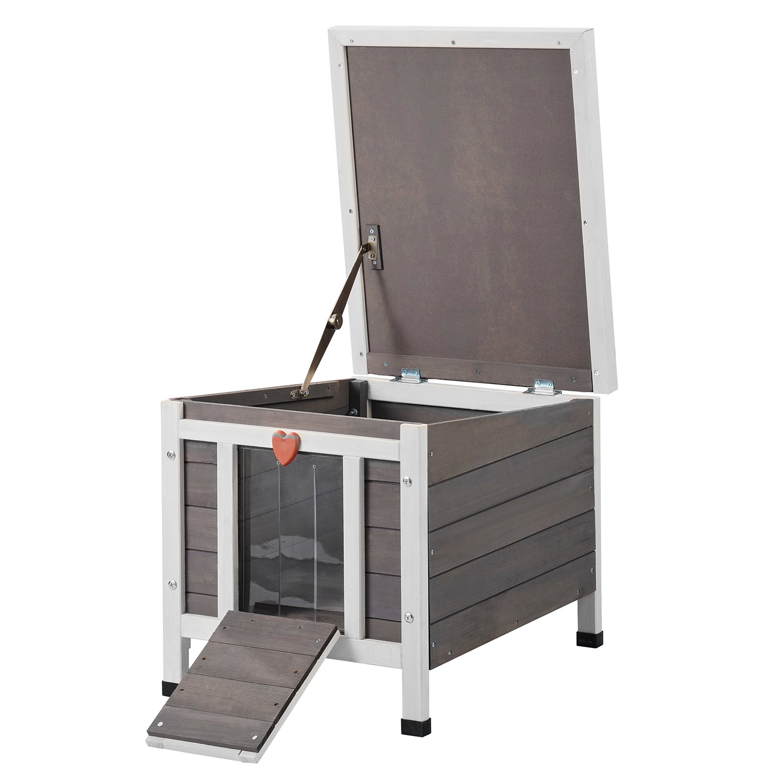 Outdoor Cat House Wooden Feral Cat Shelter With Roof & PVC Door Flaps — image 1