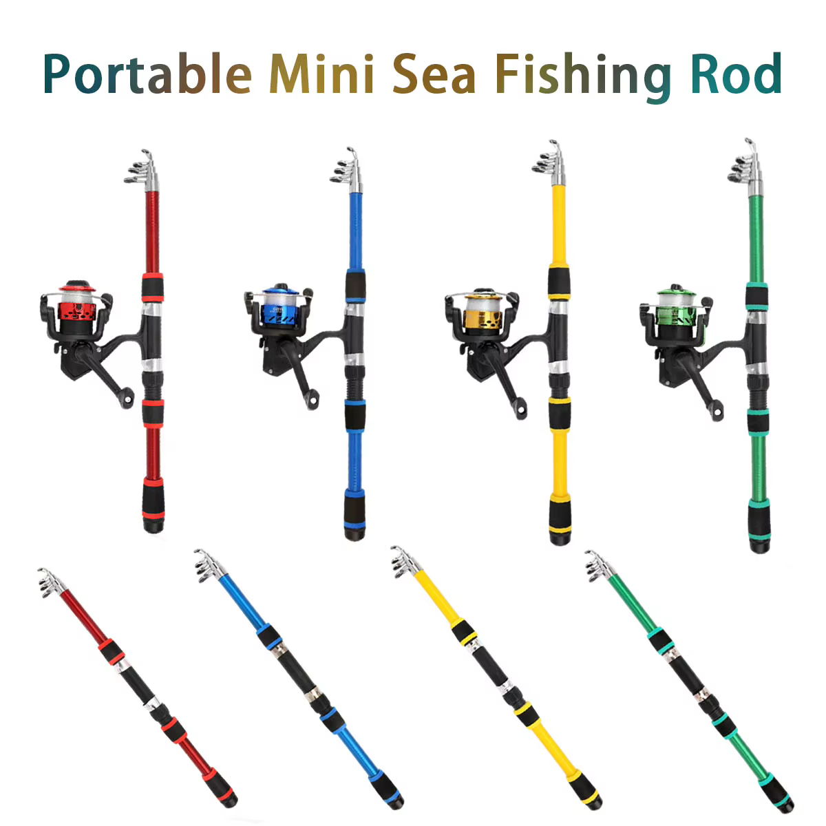 Juego Combo de Caña de Pescar Telescópica de 1.8m: Incluye Carrete Spinning, Señuelos, Anzuelos y Estuche de Viaje, Ideal Para Principiantes en la Pesca — imagen 3