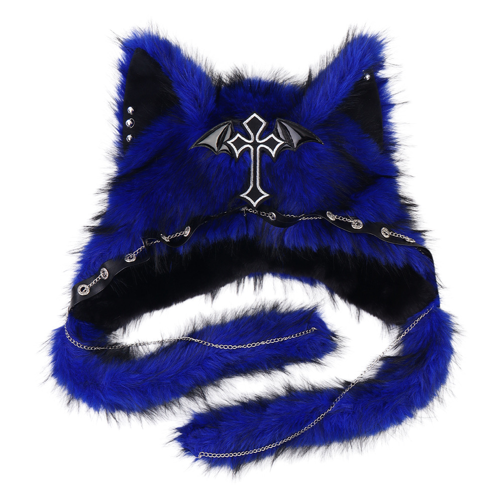 Sombrero de Orejas de Gato con Estilo Gótico, Aesthetic Oscura, Gorra de Pelo de Zorro para Niñas, Moda Cool para Mujeres, Chaqueta de Lana para Invierno — imagen 7