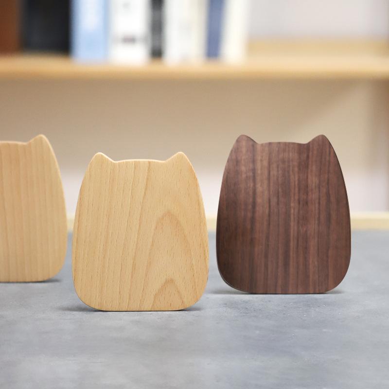 Ins Book Stand Desktop Wooden Book Stand Cat Face Creative Cute Book Leaning Triangle Book Stand Creative Bookend — image 1