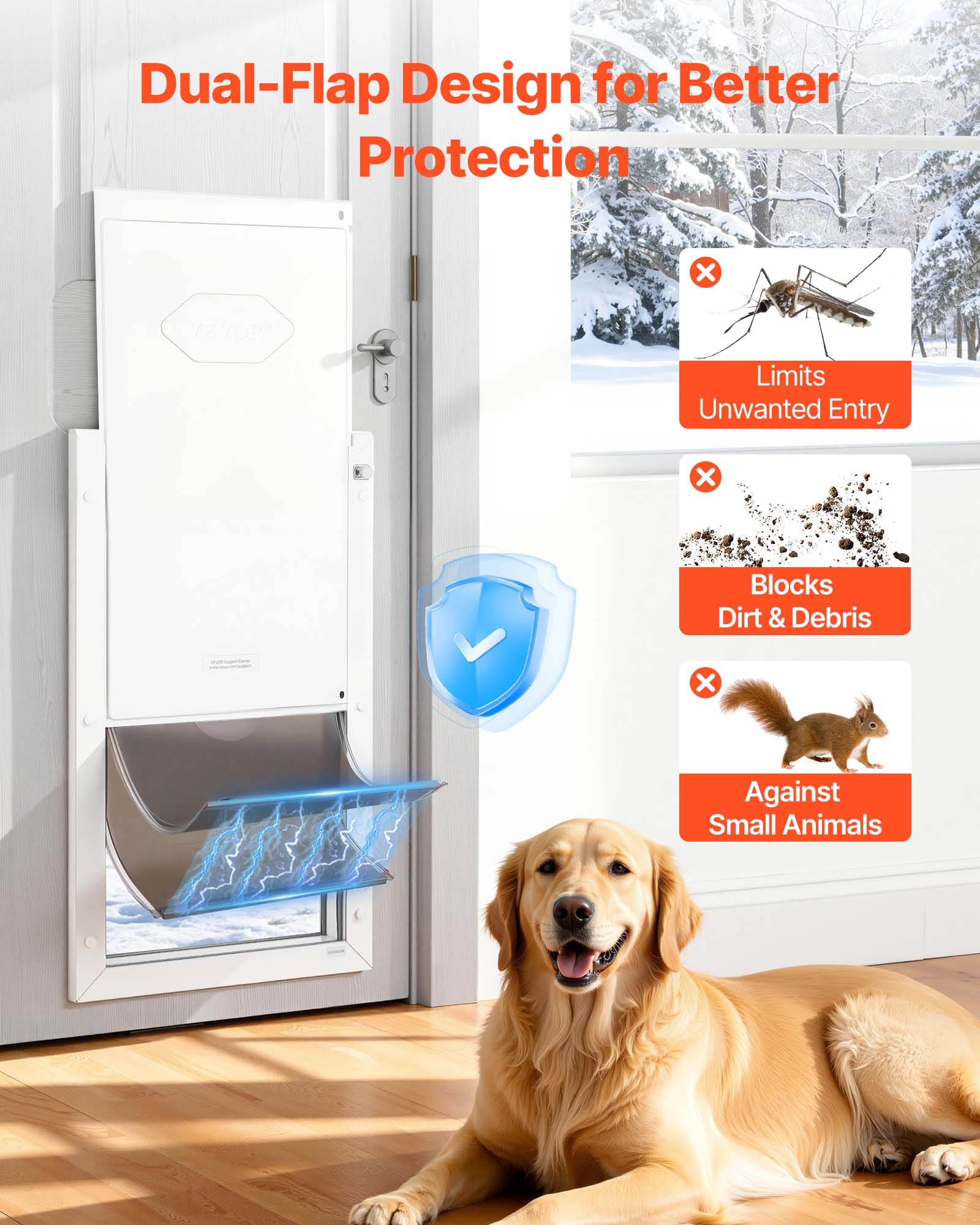 Puerta para Mascotas Grande, Con Dos Bisagras Magnéticas y Estructura Metálica, Acceso Fácil para Perros en Interiores y Exteriores, Resistentes a Clima y Fáciles de Instalar — imagen 2