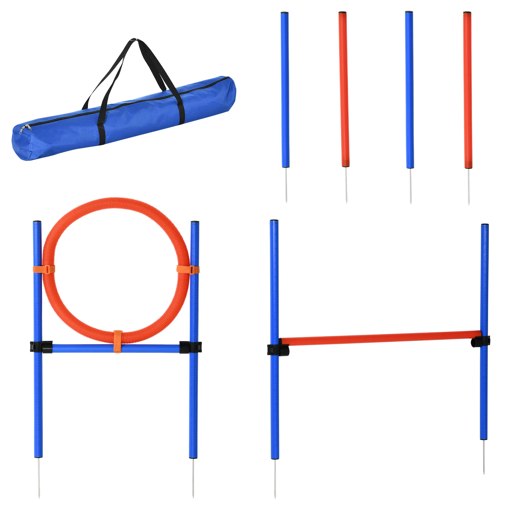 Dog Pet Agility Training Kit High Jump Weave Pole Ring Obedience Training Set Adjustable Equipment Portable — image 1