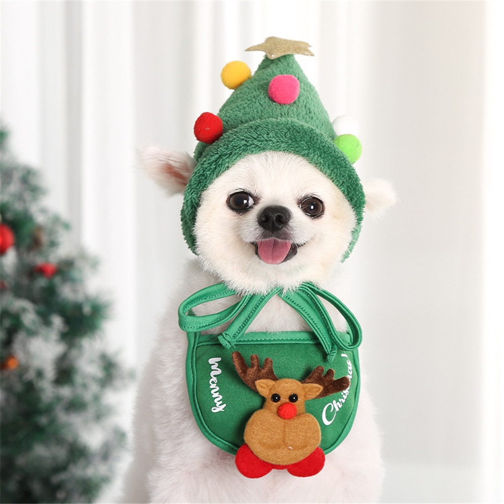 Dog Christmas Bandana Santa Hat Dog Scarf Triangle Bibs Kerchief Christmas Costume Outfit for Small Medium Large Dogs Cats Pets — image 4
