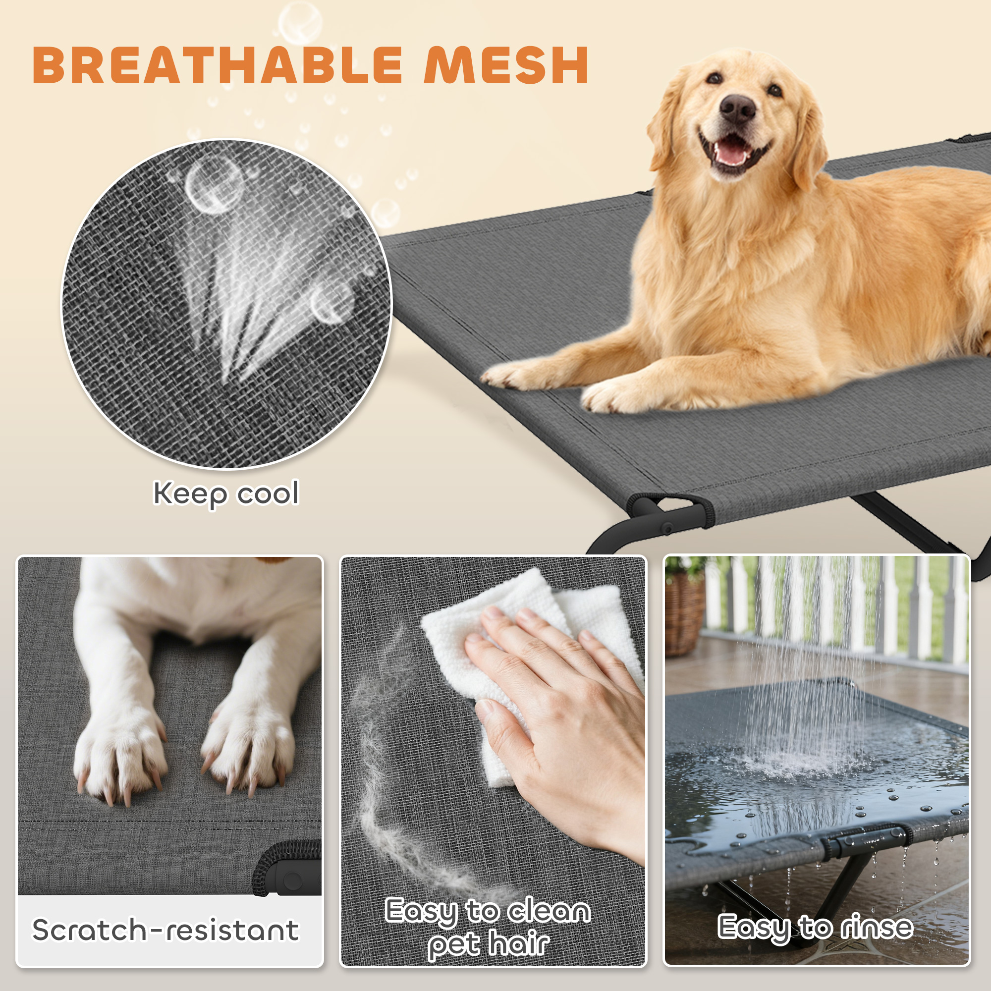 Elevated Dog Bed for Large Breeds Gray 60"L — image 6