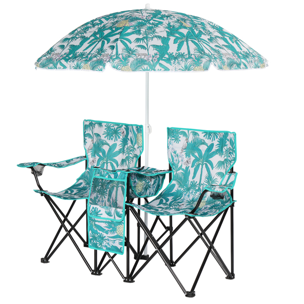 Pineapple Pattern Fishing Chair Iron Bracket Oxford Cloth 85kg With Sun Umbrella — imagen 4