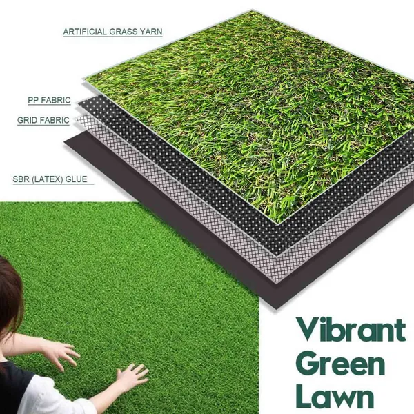 Manta de césped artificial 6,5m x 4,57m con agujeros de drenaje. Céspedo sintético con base de goma, económico y ideal para áreas de mascotas interior y exterior, jardín, patio y balcón — imagen 4