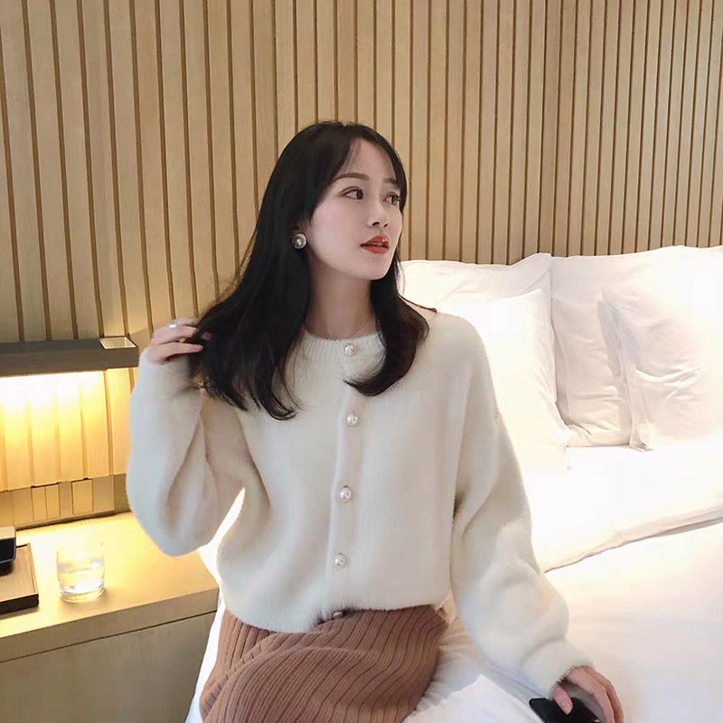 Plush pearl button imitation mink fur short jacket for women — image 7