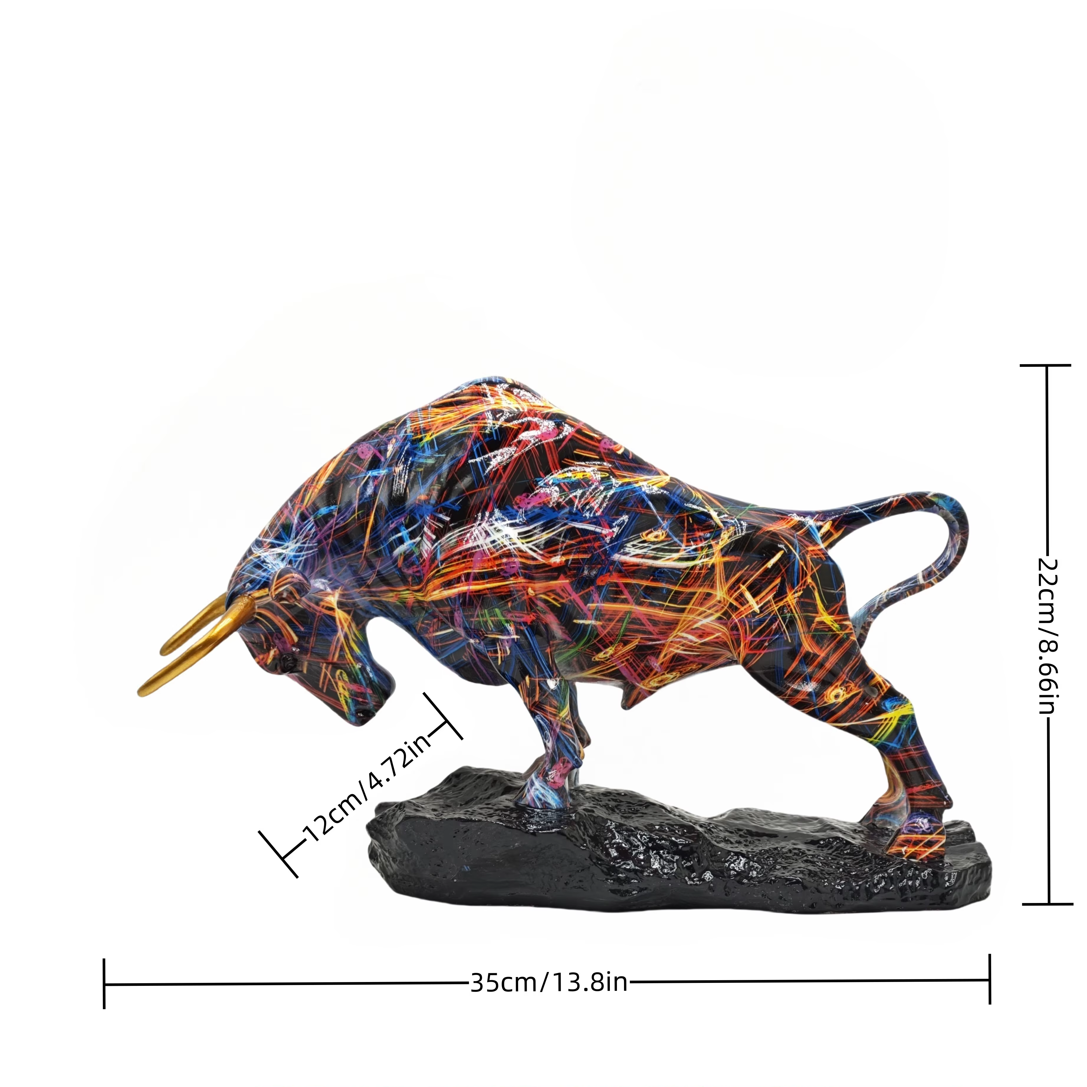 Estatua de Toro de Bronce Elegante | Arte de Resina Inspirado en Wall Street para Decoración de Hogar y Oficina, Símbolo de Valor, Riqueza y Autoridad — imagen 6