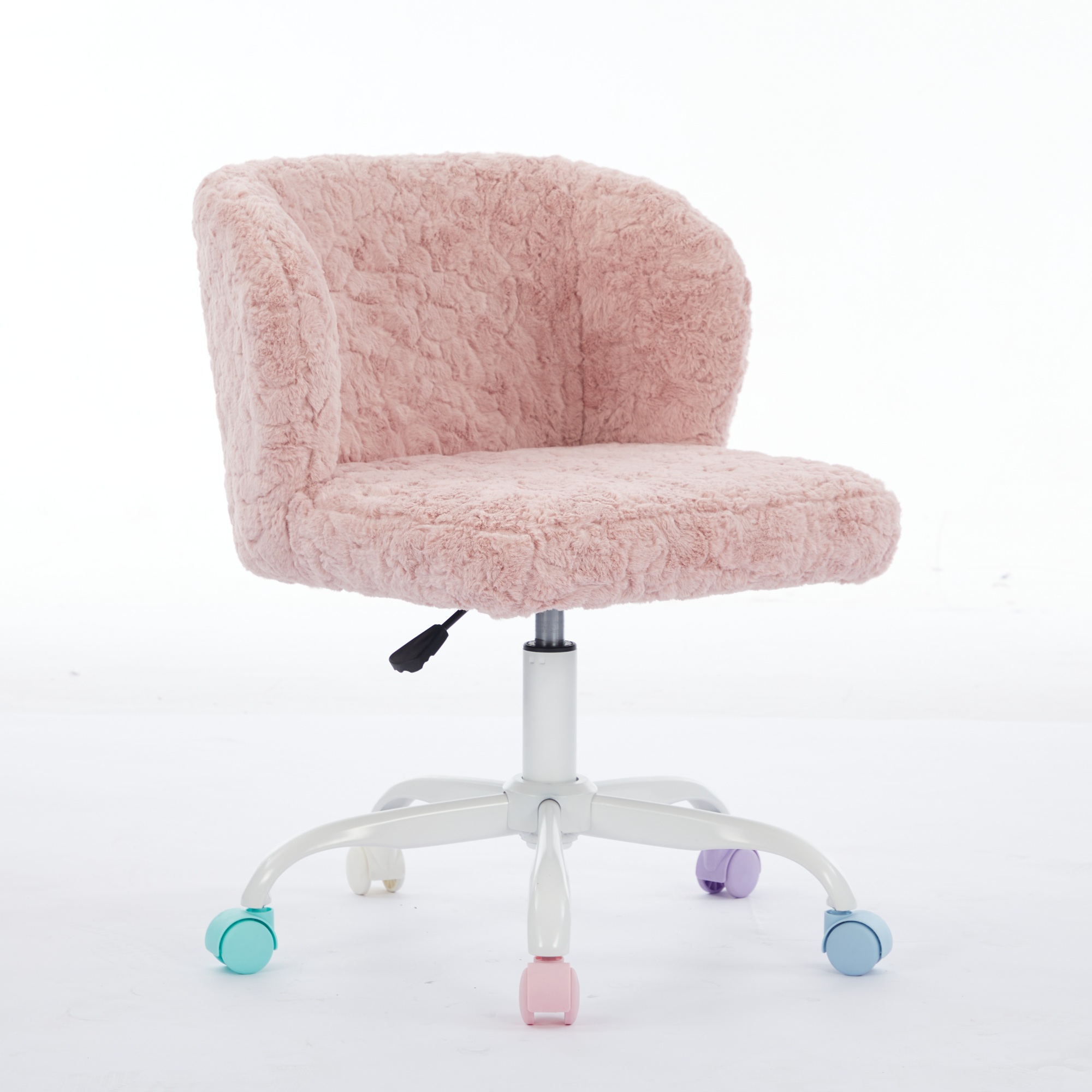 A & A Furniture Office Chair, Artificial Rabbit Hair Home Office Chair With Metal Base, Adjustable Desk Chair Swivel Office Chair, Vanity — image 2