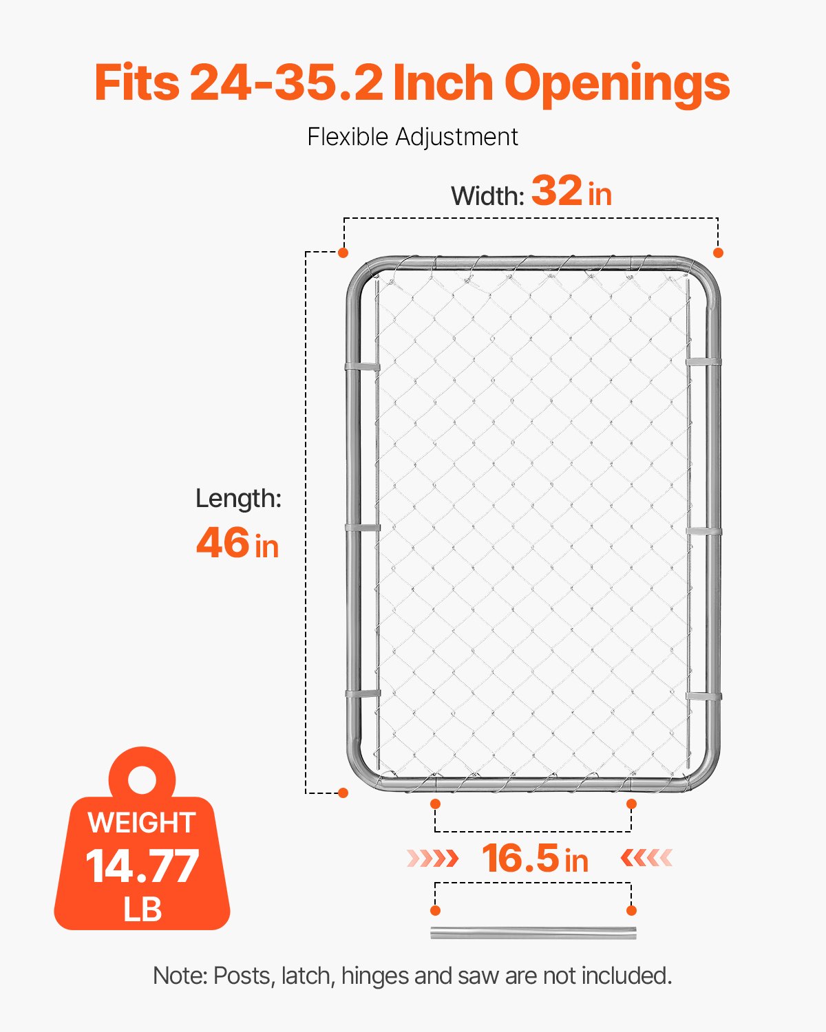 Puerta de Jaula de Enlace para Cercas, 32 x 46 Pulgadas, Panel de Cierre de Carga de Cuerda para Ajuste, Compatibilidad con Aberturas de 2-6 pies (A) x 4 pies (H) para Postes Agrícolas No Incluidos — imagen 2