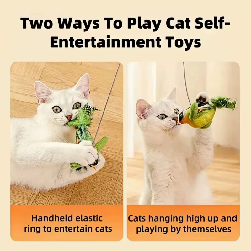 The Pet Cat Toy Emulates the Sound Bird to Amuse the Cat Elastic Rope to Relieve Boredom and Resist Scratching and Biting — image 4