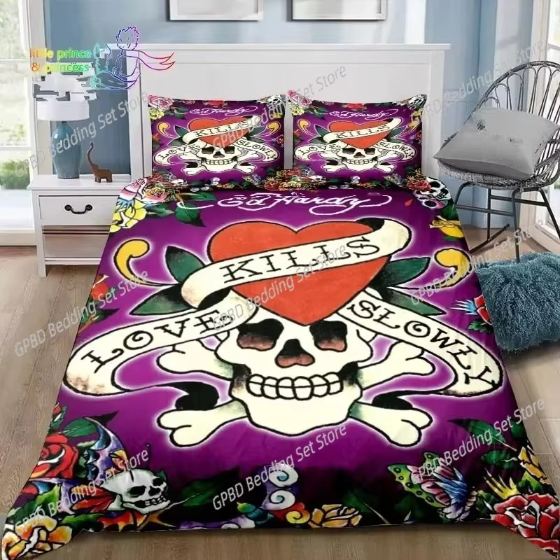 Conjunto de Ropa de Cama Ed Hardy Tattoo Tigre Cráneo para Cama Individual, Doble, Terciada, Reina o Rey - Regalo para Adultos y Niños con Impresión 3D — imagen 4