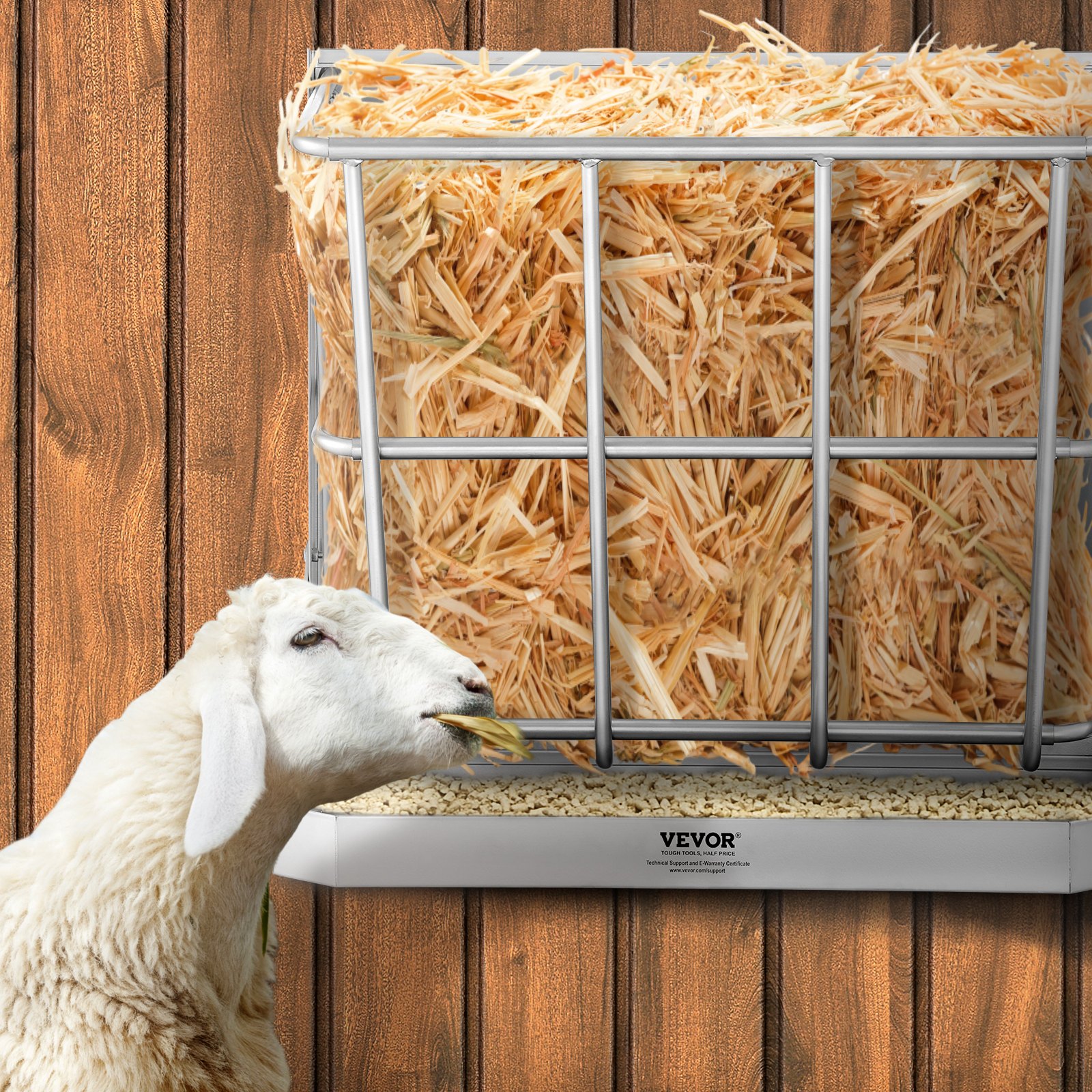 Alimentador de heno para cabras en pared 2 en 1 Alimentador de heno y grano 21 galones — imagen 5