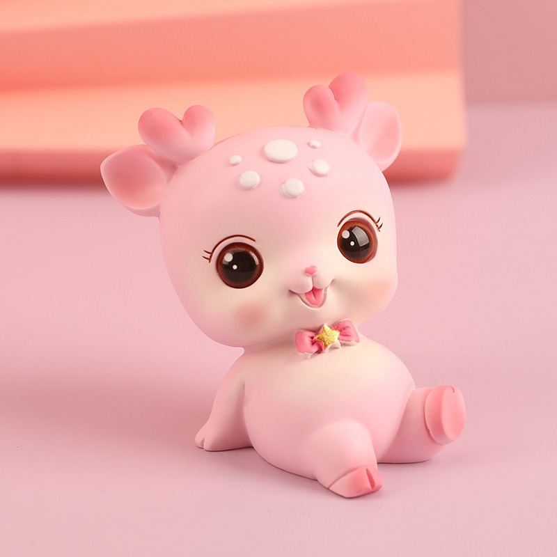 Beginner's Little Cute Resin Deer Decoration Girl's Heart Creative Home Decoration Student Gift Car Decoration Deer — image 6