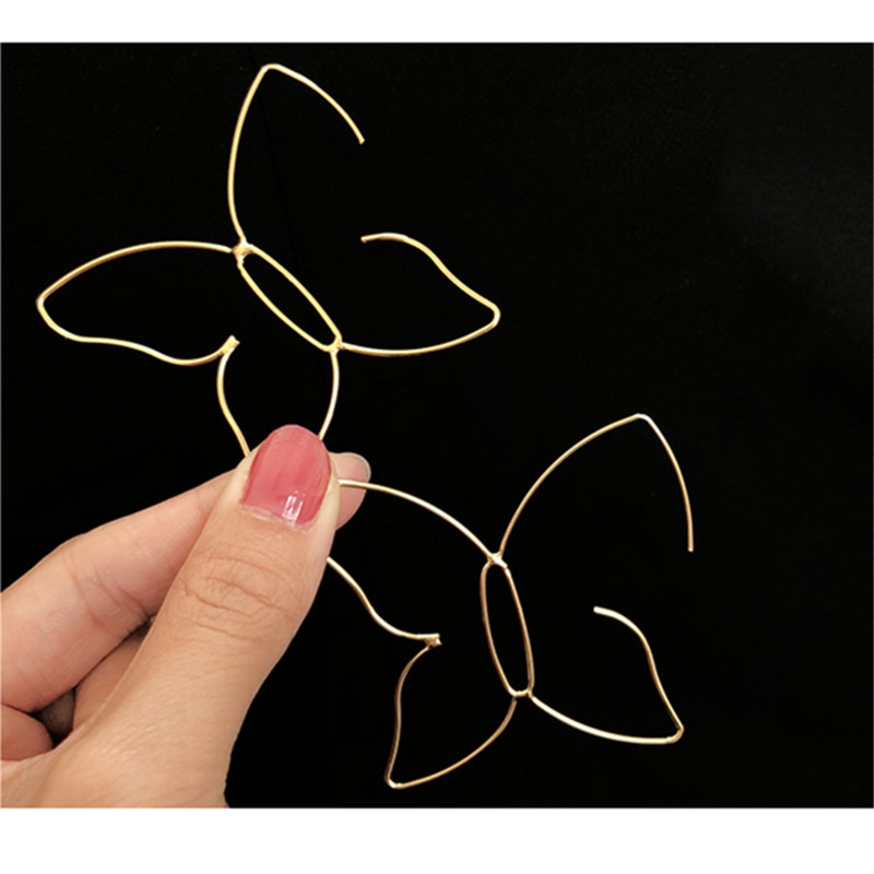 Auriculares de estilo punk chic con forma de mariposa hueca en metal para mujer accesorios de moda vintage fiesta nightclub — imagen 7