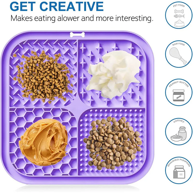 Pet Licking Mat Silicone Pet Food Suction Cup Licking Mat Slow Feeding Mat Anti-choking Slow Food Basin — image 2
