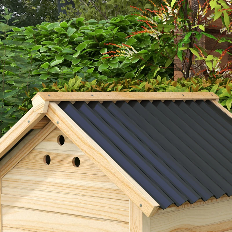 Duck Coop, Wooden Duck House With Openable Roof & Double Doors, Natural Wood — imagen 4