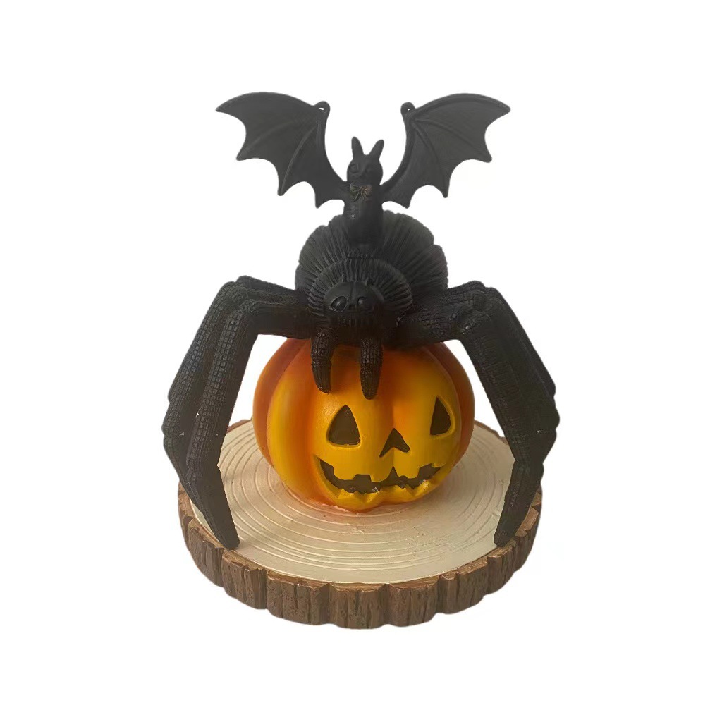Araña de calabaza en estaca de madera decoración atmosférica de resina objetos decorativos Calabaza con Araña — imagen 5