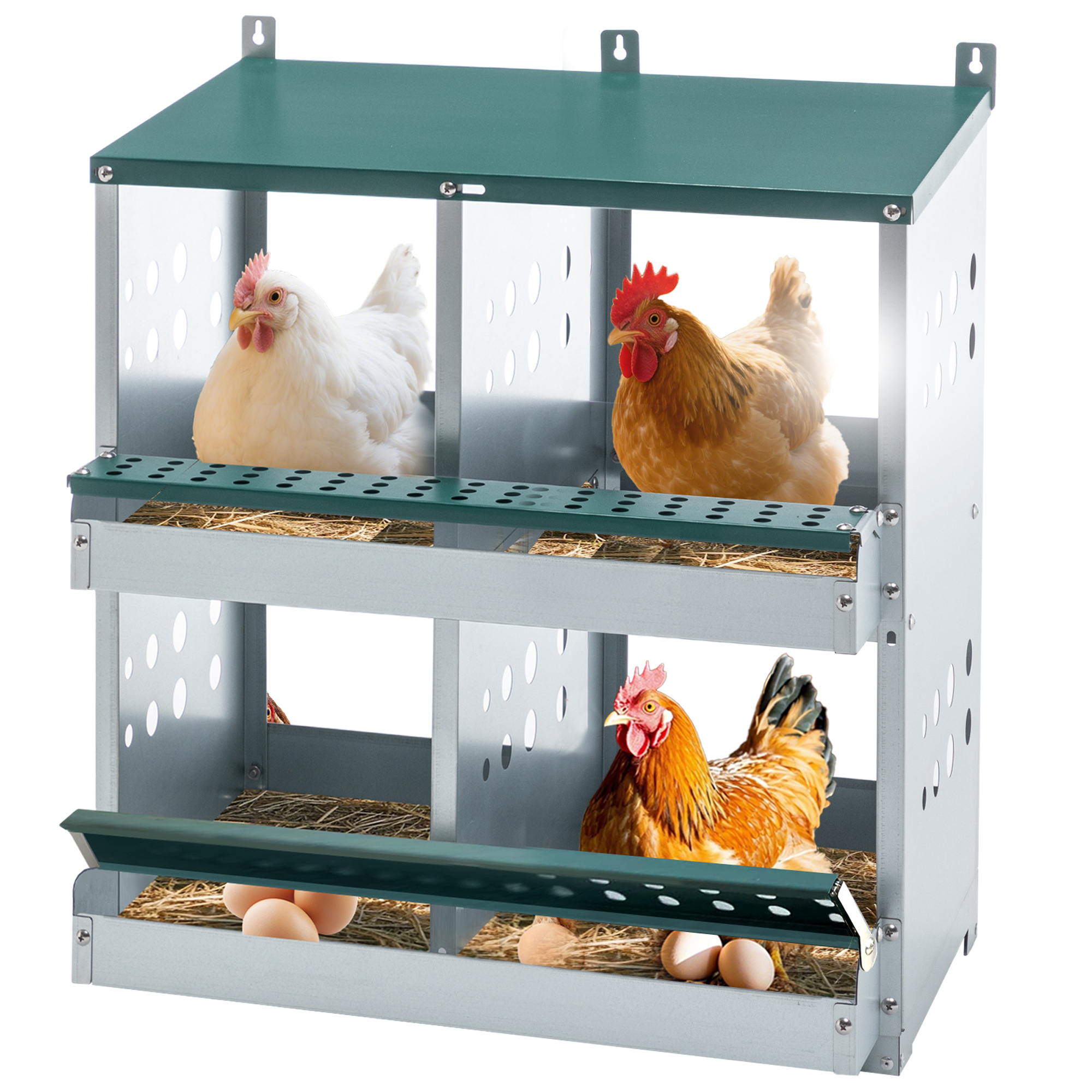 Nidales para Gallinas de 4 Compartimentos, Nidales Metálicos para Montaje en Pared, Caja Ponedora de Huevos para Diferentes Razas de Gallinas — imagen 1