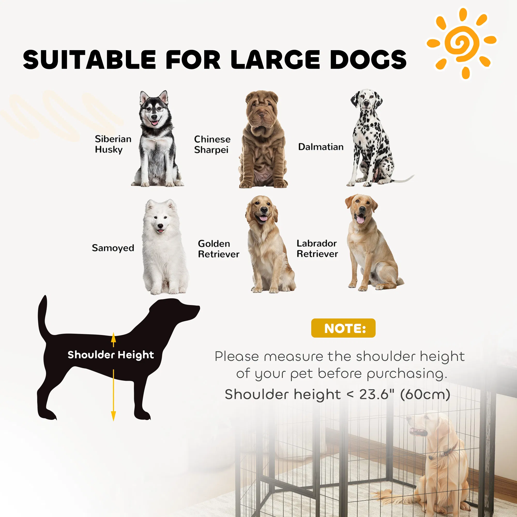 6 Panels Heavy Duty Dog Playpen Outdoor Indoor with Door & Strap, 39" Height Portable & Foldable Pet Playpen — image 3