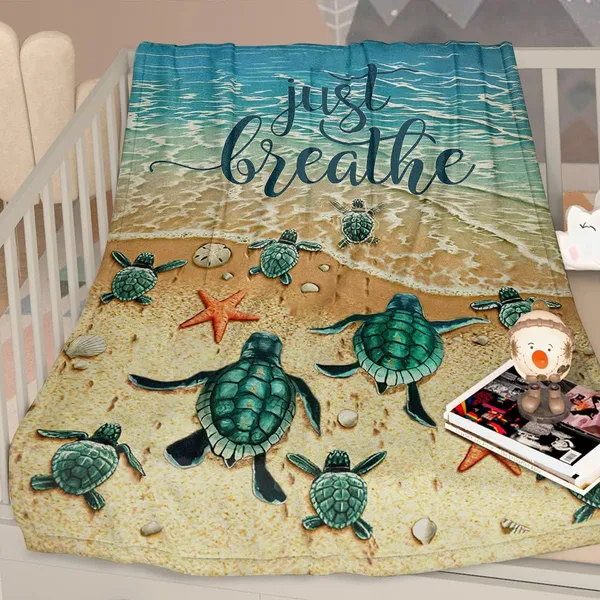 Sea Turtle Flannal Throw Blanket For Teens Boys Men Many Sea Turtle Pattern Blanket Soft Flannal Throw Blanket 50x60 Inches For Couch Bed And Sofa — image 2