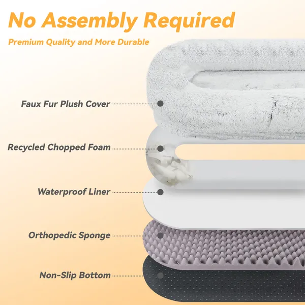 Cama para Perros y Personas Grande, Para Ti y Tu Mascota, Cama de Felpa Sintética Lavable para Dormir o Descansar, Soporte Óptimo para Canes, Almohada Pluma Presente, Manta, Correa — imagen 8
