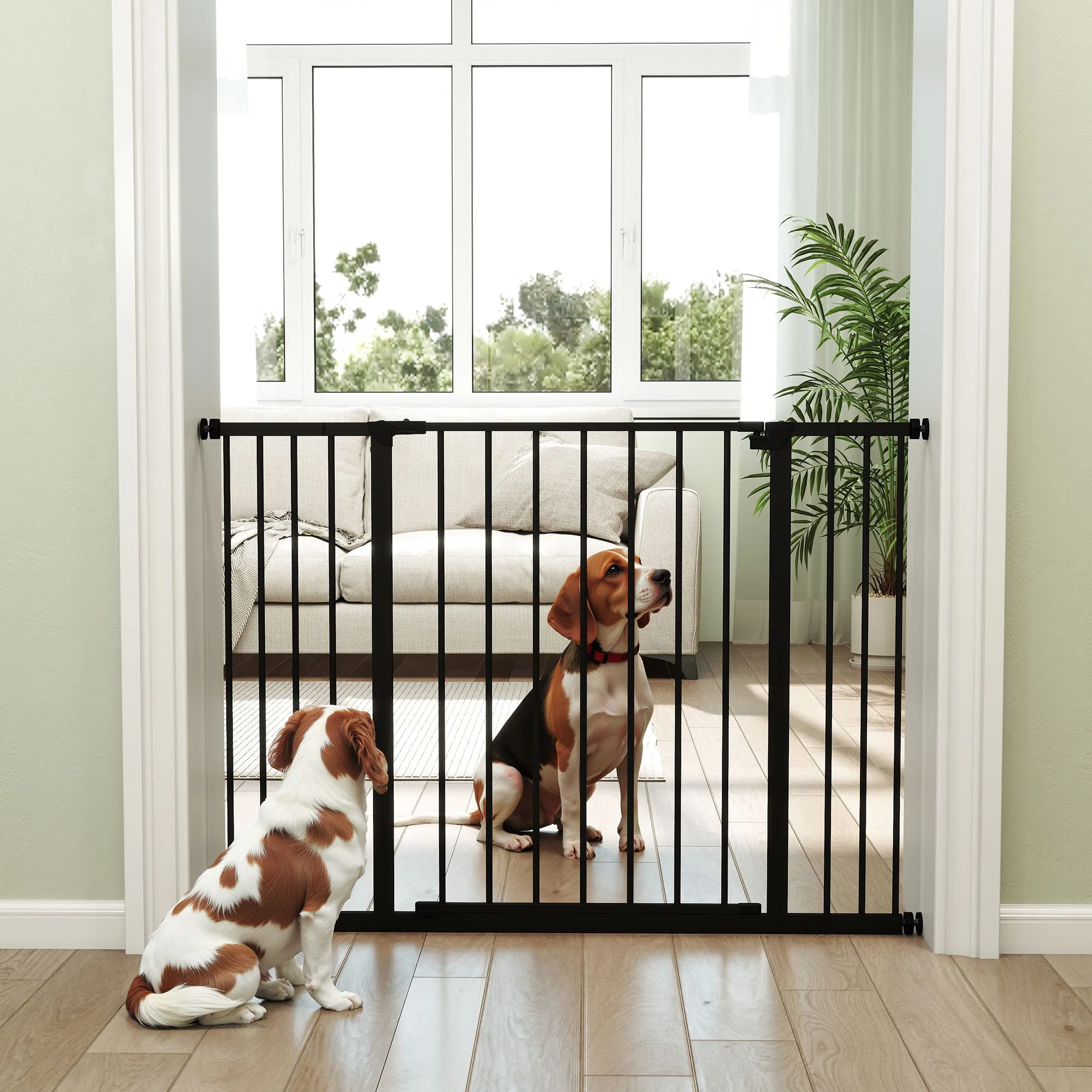 Pressure Fit Dog Gate Pet Barrier for stairs doorway, 29.9''- 42.1'' Width Black — image 4